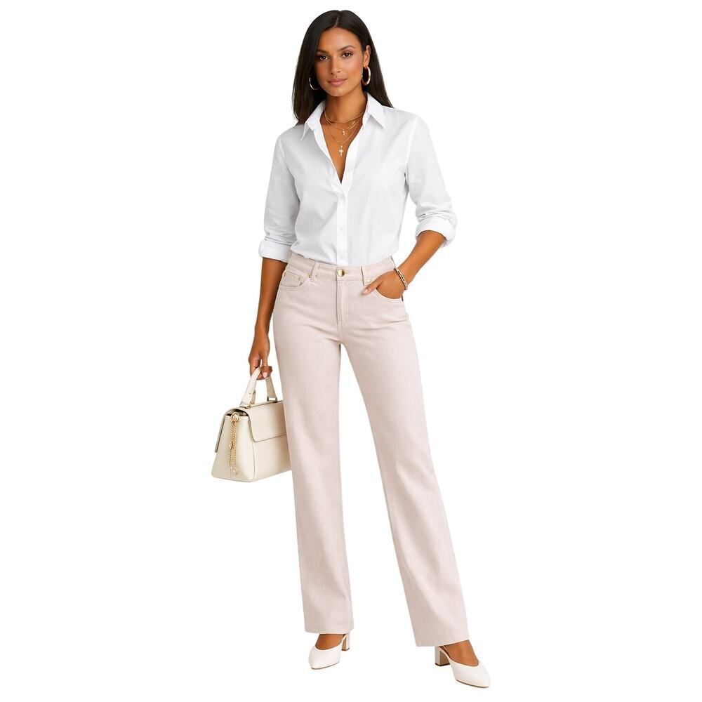 J. McLAUGHLIN Women's 5-Pocket Full Length Denim Jeans Pale Pink Size 10